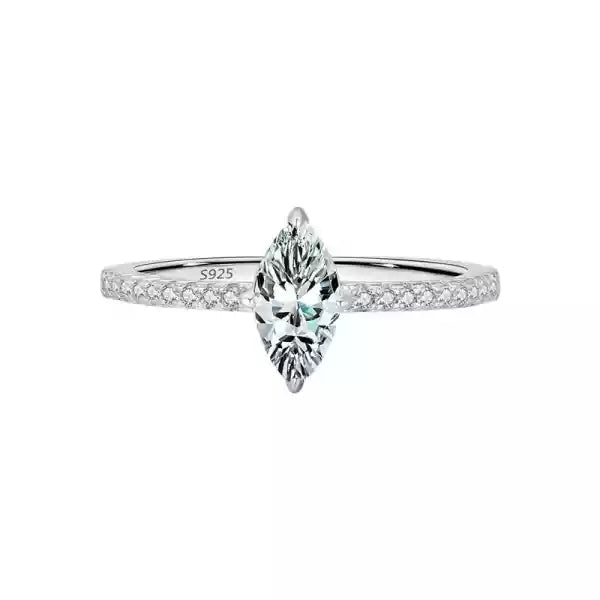 Light Luxury VVS1 Moissanite Rhombus Ring for Women, 925 Sterling Silver Anti-Tarnish Dainty Jewelry