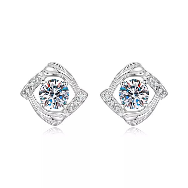 Dainty Moissanite Stud Earrings for Women, Sparkling Trendy Minimalist Jewelry