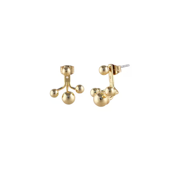 New Minimalist Ball and Fan Two-Way Stud Earrings for Women, Hypoallergenic Steel Post Versatile Jewelry