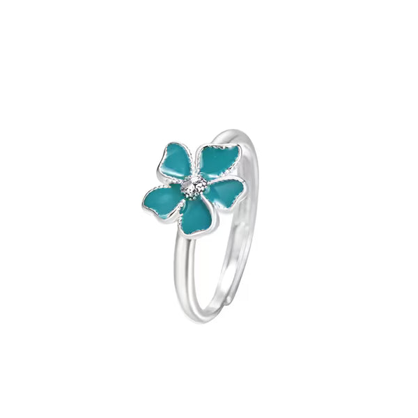 Dainty Fresh Green Stone Adjustable 999 Fine Silver Open Ring for Women, Niche Minimalist Index Finger Jewelry