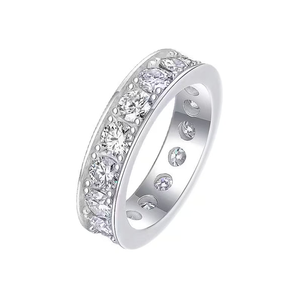 Fashion 925 Sterling Silver Full Pavé Moissanite Ring – Anti-Tarnish Light Luxury Unique Design Cross-Border Bestseller for Women