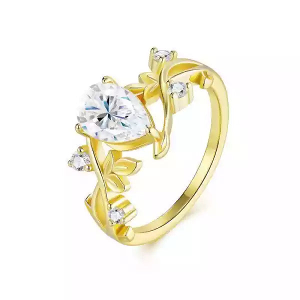 18K Gold Plated 925 Sterling Silver Heart Moissanite Ring for Women, Light Luxury Anti-Tarnish Fashion Jewelry