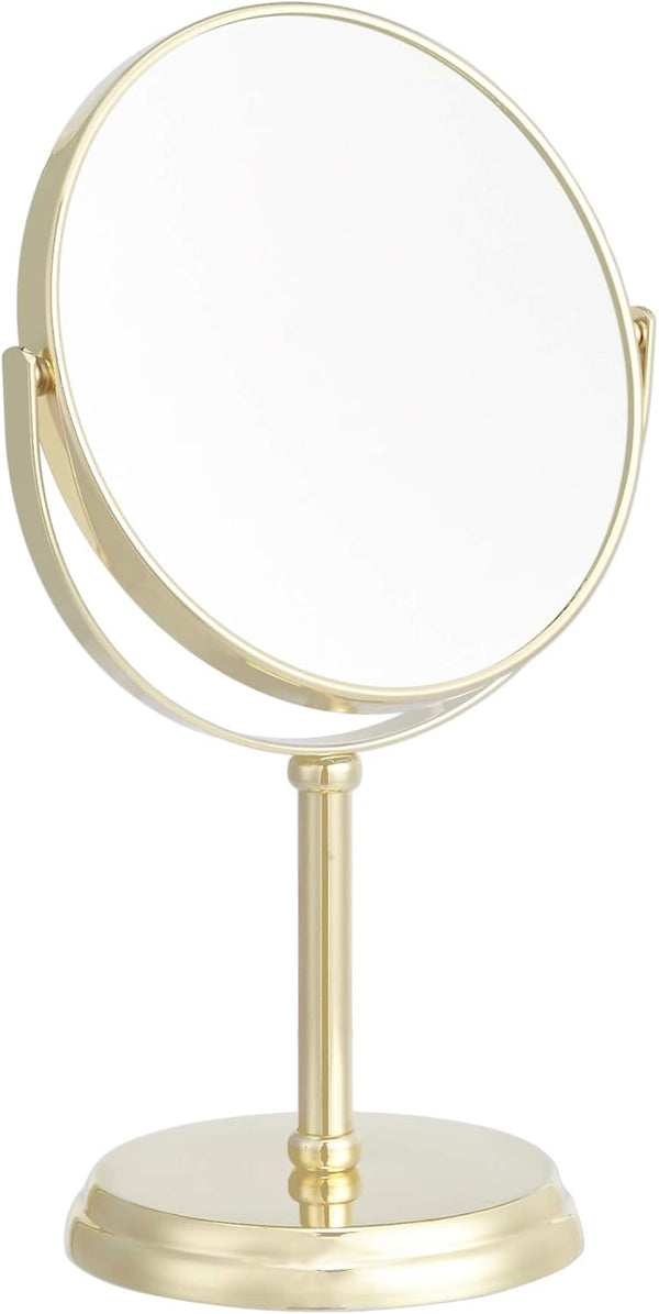 European Style Tabletop Vanity Mirror — Double Sided 1X/3X Magnification Makeup Mirror, Stainless Steel Desktop Cosmetic Mirror with 360° Swivel, HD Glass Dressing Mirror for Bedroom, Bathroom & Vanity