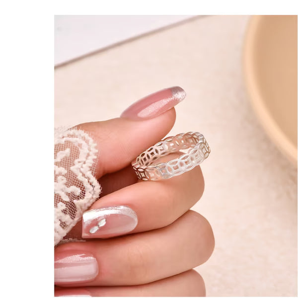 999 Fine Silver Chinese Fortune Coin Ring, Minimalist Closed Band Lucky Gift for Women