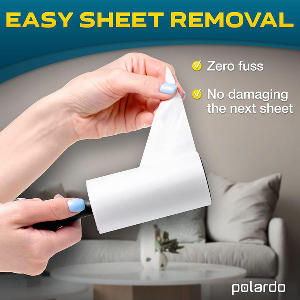 Pet Hair Lint Roller with Refills — Extra Sticky Reusable Lint Remover for Dogs & Cats, 360° Rotating Handle, 60/90/100 Sheets, Portable Fur Remover for Clothes, Couch, Furniture & Car