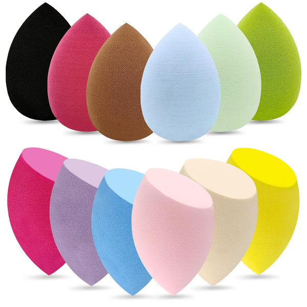4-Pack Makeup Sponge Set — Latex-Free Teardrop Blender & Slanted Cut Foundation Puff, 6A Grade Soft Hydrophilic Beauty Sponges, Wet & Dry Use for Liquid Cream Powder, Flawless Finish Cosmetic Applicator