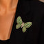 Light Luxury Green Butterfly Brooch Pin — Crystal Rhinestone Insect Corsage, Gold / Silver Tone Statement Jewelry for Women, Coat, Scarf & Bag