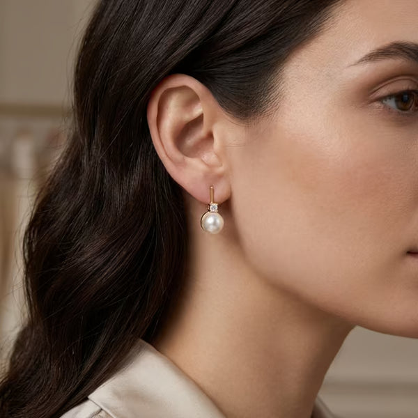 Minimalist Cubic Zirconia & Pearl Stud Earrings for Women, 925 Silver Post French Elegance