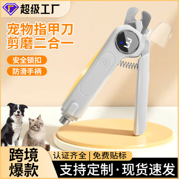 Pet electric nail clippers - 2-in-1 trimmer & grinder for cats & dogs