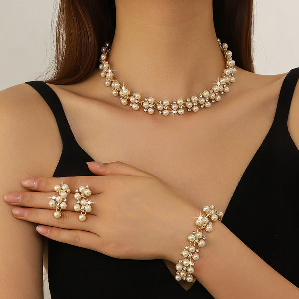 Exaggerated Full Crystal Alloy Jewelry Set European Style Luxury Bridal Wedding Accessories Wholesale