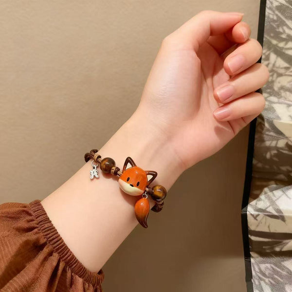 Cute little fox bracelet diy creative easiest for matchniche stylesense of designhigh appearance hand braided rope bracelet hand jewelry gift