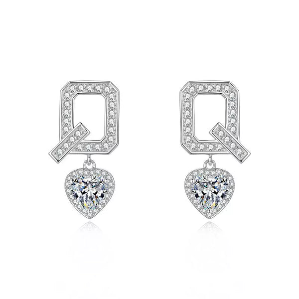 Dainty Moissanite Heart Stud Earrings for Women, 925 Sterling Silver Anti-Tarnish Light Luxury