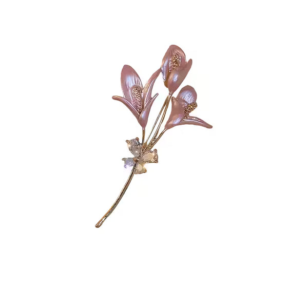 Light Luxury Woodland Pearl Flower Brooch Pin — Anti-Exposure Elegant Corsage, Statement Suit Accessory for Women