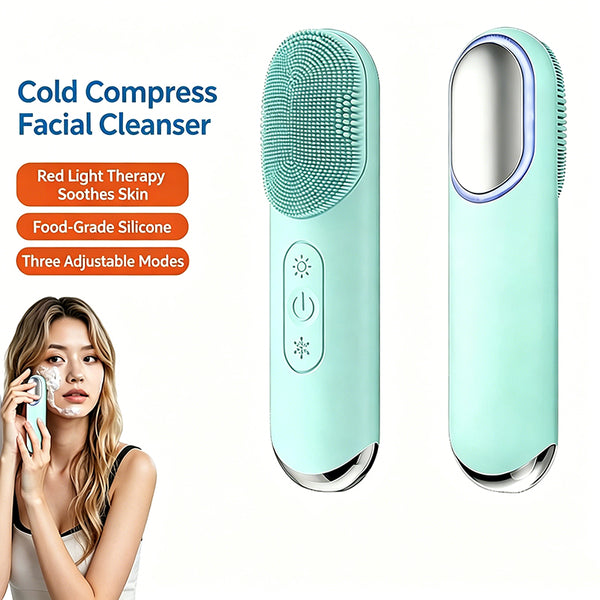 Hot Cold Compress Sonic Facial Cleansing Brush Waterproof Rechargeable Ultrasonic Face Massager Pore Deep Cleansing Beauty Instrument